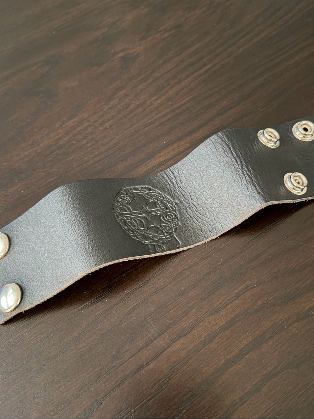 Evanescence Club Black Leather Snap Cuff Bracelet with Embossed Logo